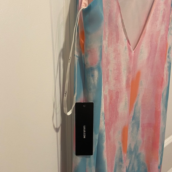 NWT Flying Watercolors Fuchsia Print Maxi Dress - Picture 5 of 8